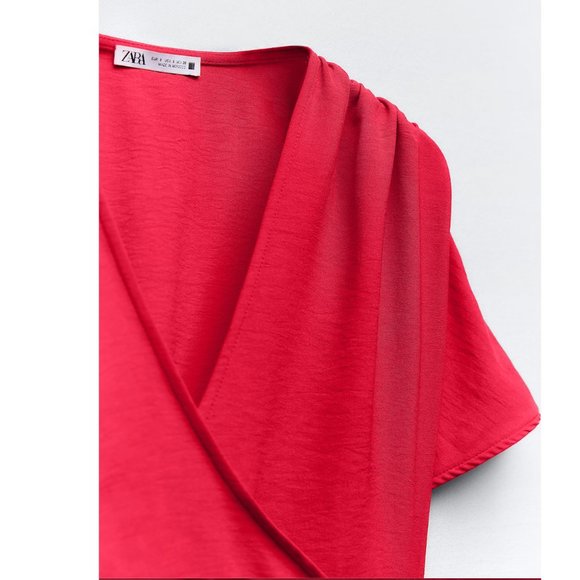 BLOGGER'S FAVE! Zara 2 Piece Red Pants And Wrap Top Set NWT - Picture 16 of 16